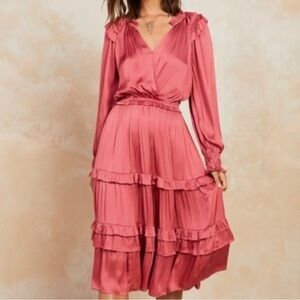 Current Air Ruffeld Tiered Maxi Dress in Rose